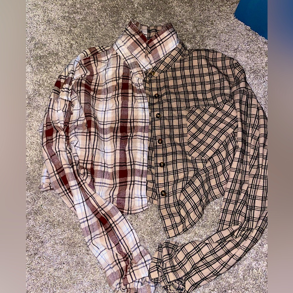 Half detailed crop top flannel